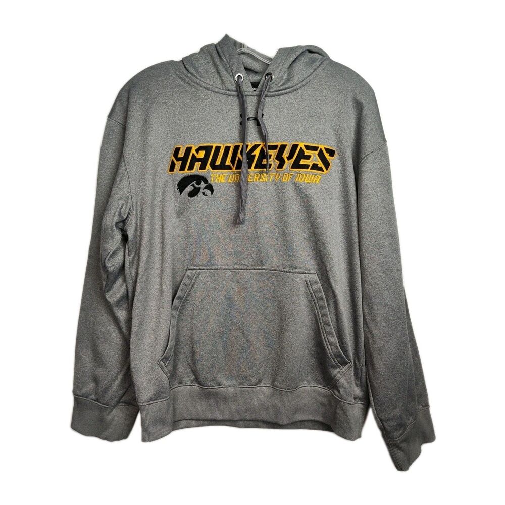 Under Armour Iowa Hawkeyes Hoodie Sweatshirt Men's‎ S Gray Loose Fit Embroidered